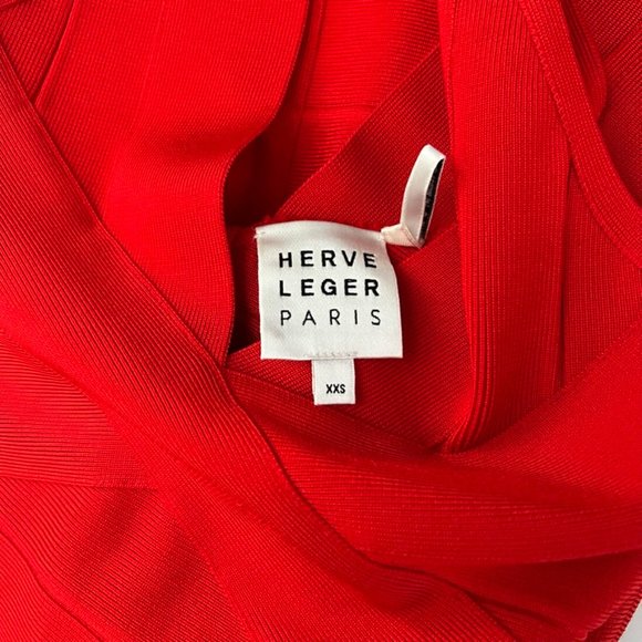 Herve Leger $1575 Bandage V-Neck Red Dress Small - Picture 2 of 5